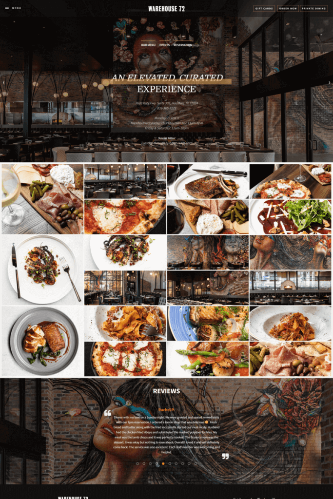 Screenshot of website redesign for high end restaurant group in Costa Mesa.