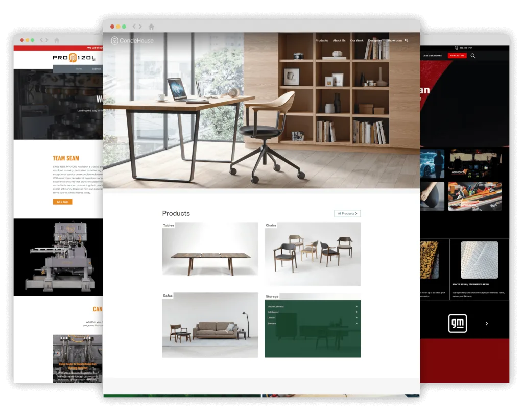 Custom website for manufacturers and B2B companies with product showcases and lead-generation features.