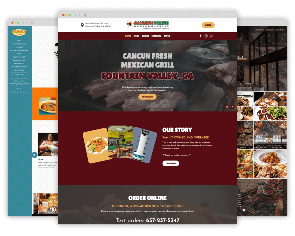 Restaurant website with online menu, mobile-friendly design, and easy reservation tools.