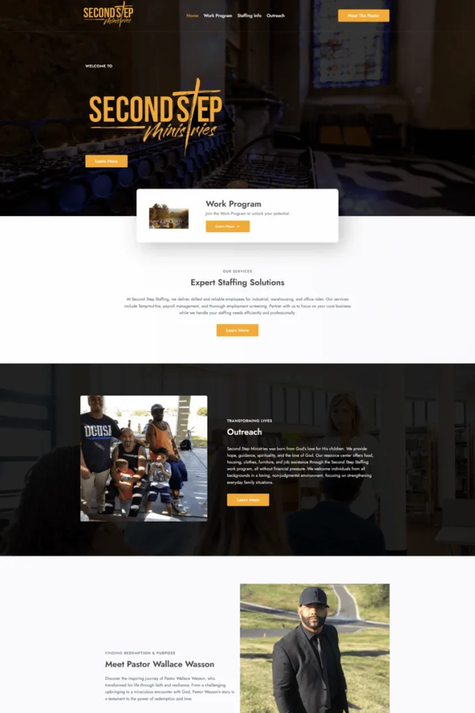 Screenshot Second Step Ministries of Fontana, a non-profit website design.