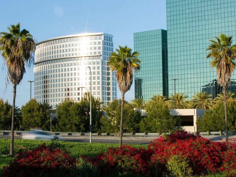 Commercial buildings near South Coast Plaza in Costa Mesa, CA.
