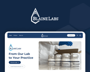 Custom website design for Blaine Labs, featuring a modern layout and responsive WordPress development.