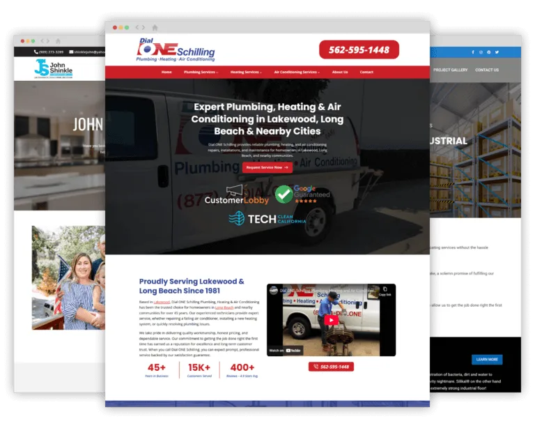 Custom website examples for contractors and skilled trades, showcasing services, trust signals, and lead-focused design.