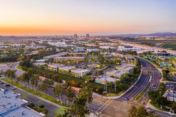 OC Websites Irvine office complex aerial view north towards the Irvine Spectrum Center.