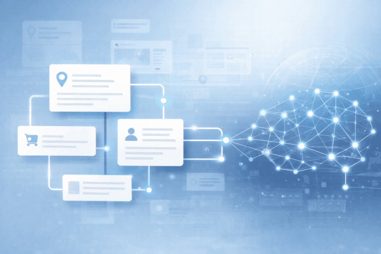 Abstract visual representing how AI search systems interpret and connect website content
