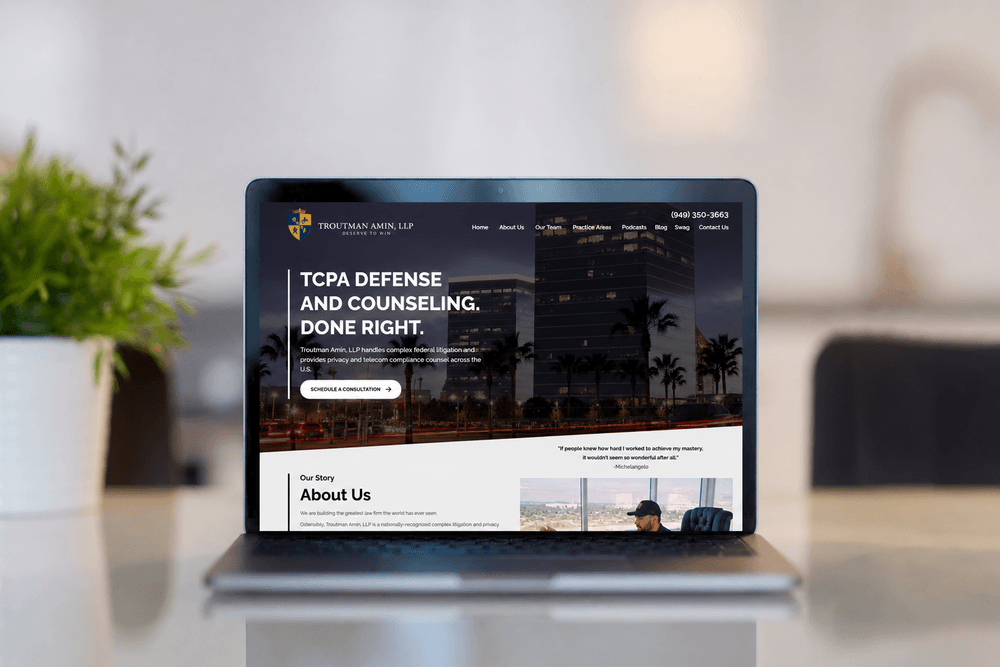 Example of good website design tailored to the client brand.