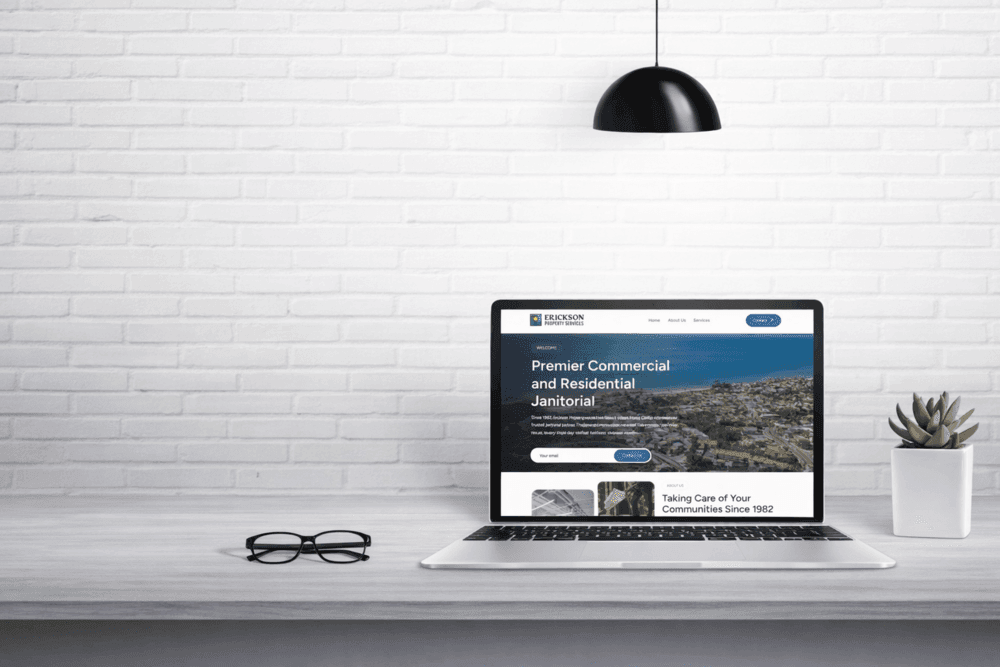 Clean business website layout displayed on laptop with clear structure and simple design