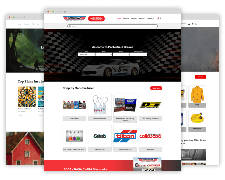 WooCommerce development hero image showing a custom ecommerce website layouts. 