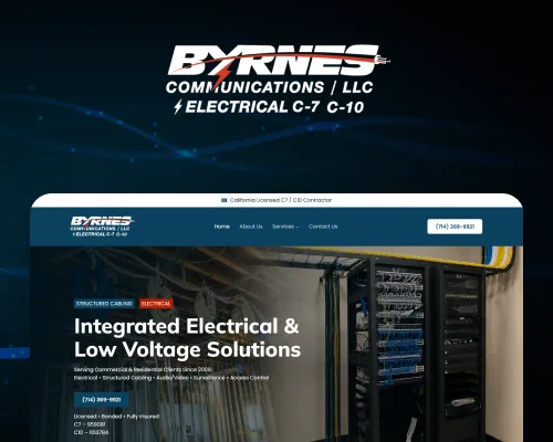 Byrnes Communications featured website design thumbnail image