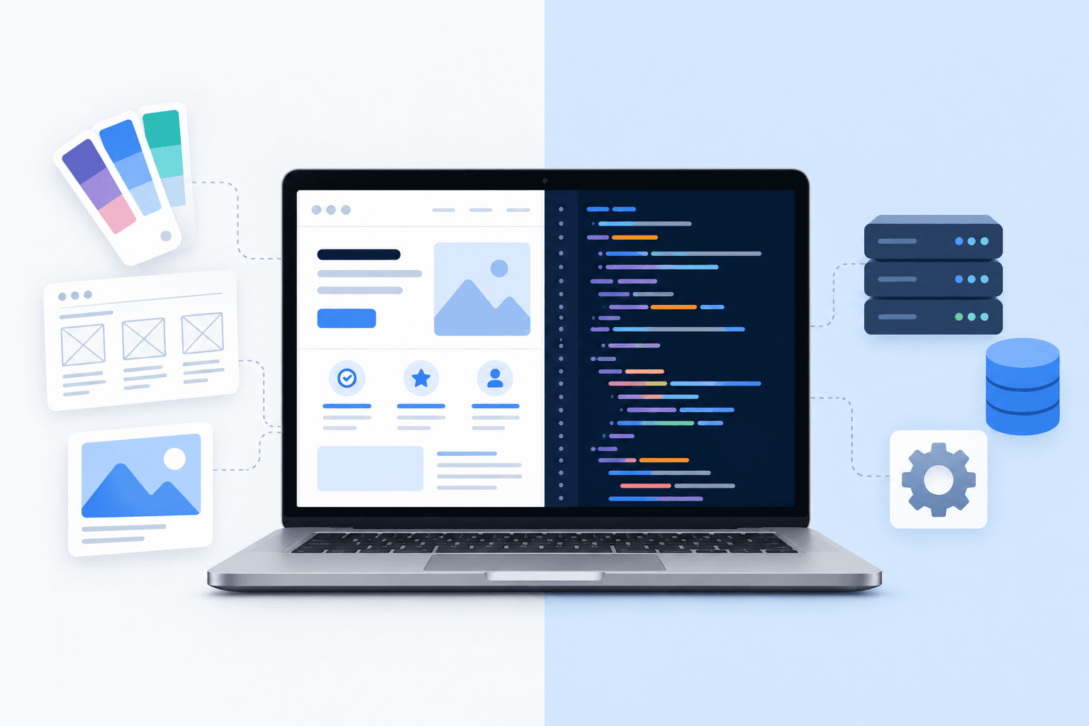 Illustration representing design vs development
